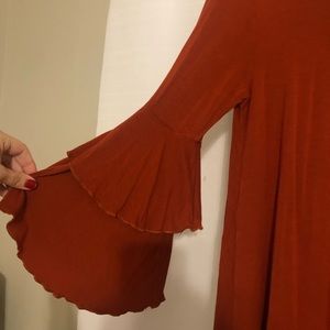 Burnt orange bell sleeve dress